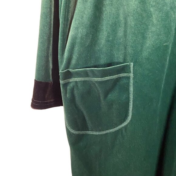 Style Studio Sweater Dress Small Green Velour Velvet Tunic‎ Shirt Vintage Pocket - Picture 4 of 7